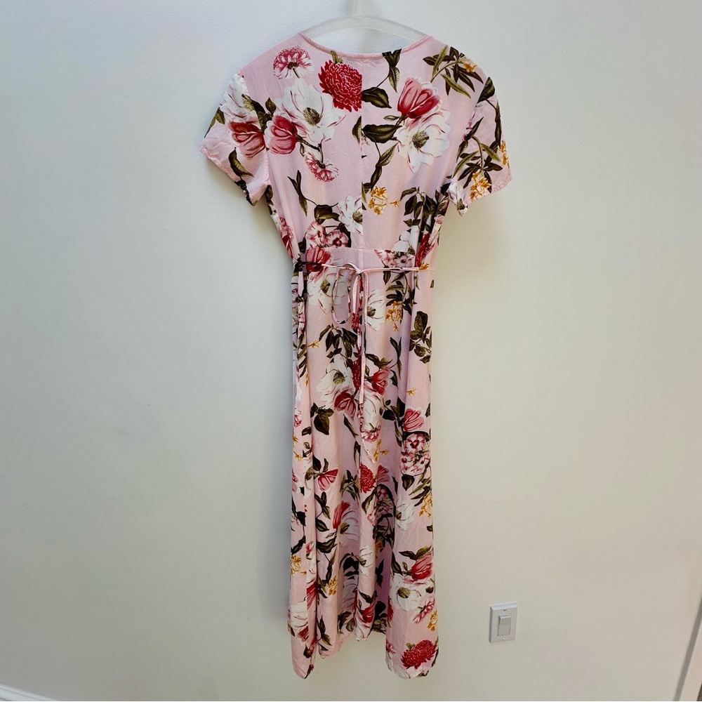 Forever 21 Pink Floral Maxi Wrap Dress - Picture 2 of 4